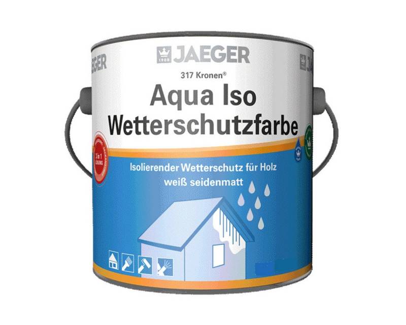 Jaegerlacke Wetterschutzfarbe 317 Aqua Iso Wetterschutzfarbe für Holz 750 ml weiss, wasserverdünnbar von Jaegerlacke