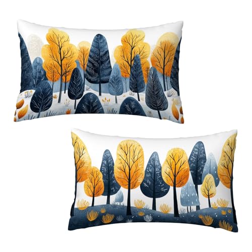 Kissenbezug 30x50 cm Baum Kissenbezüge Idyllisch 2er Set, Samt Kopfkissenbezug Sofakissen Dekorative Rechteck Kissenhüllen mit Unsichtbarem Reißverschluss Deko Wohnzimmer Geschenke für Frauen G-0 von Jaeixouu