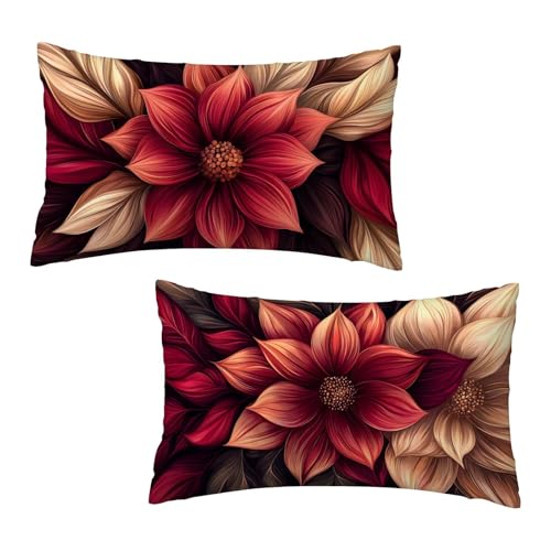 Kissenbezug 30x50 cm Rot Kissenbezüge Retro 2er Set, Samt Kopfkissenbezug Sofakissen Dekorative Rechteck Kissenhüllen mit Unsichtbarem Reißverschluss Design Deko Wohnzimmer Geschenke für Frauen C-4 Kissenbezug 30x50 cm Rot Kissenbezüge Retro 2er Set, Samt Kopfkissenbezug Sofakissen Dekorative Rechteck Kissenhüllen mit Unsichtbarem Reißverschluss Design Deko Wohnzimmer Geschenke für Frauen C-4 von Jaeixouu