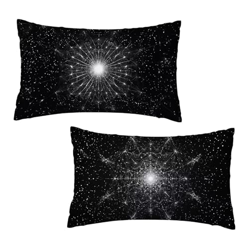 Kissenbezug 30x50 cm Schwarz Kissenbezüge Geometrie 2er Set, Samt Kopfkissenbezug Sofakissen Dekorative Rechteck Kissenhüllen mit Unsichtbarem Reißverschluss Deko Wohnzimmer Geschenke für Frauen D-7 von Jaeixouu
