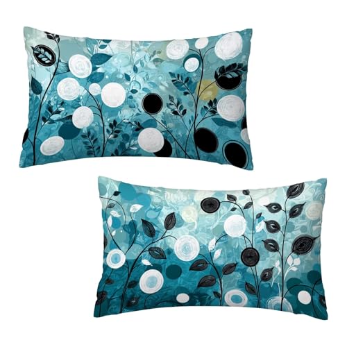 Kissenbezug 40 x 80 cm Blau Kissenbezüge Anlage 2er Set, Samt Kopfkissenbezug Sofakissen Dekorative Rechteck Kissenhüllen mit Unsichtbarem Reißverschluss Deko Wohnzimmer Geschenke für Frauen I-4 von Jaeixouu