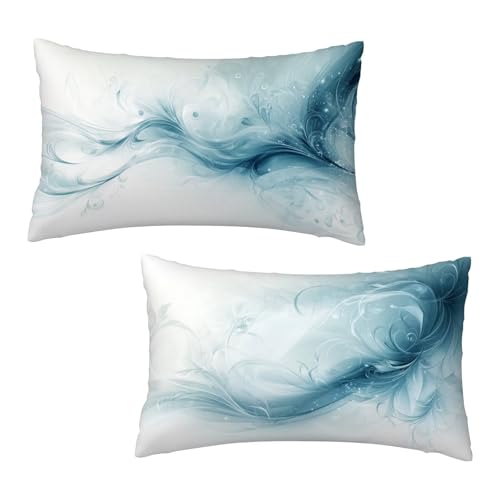 Kissenbezug 40 x 80 cm Blau Kissenbezüge Funky 2er Set, Samt Kopfkissenbezug Sofakissen Dekorative Rechteck Kissenhüllen mit Unsichtbarem Reißverschluss Design Deko Wohnzimmer Geschenke für Frauen B-5 von Jaeixouu