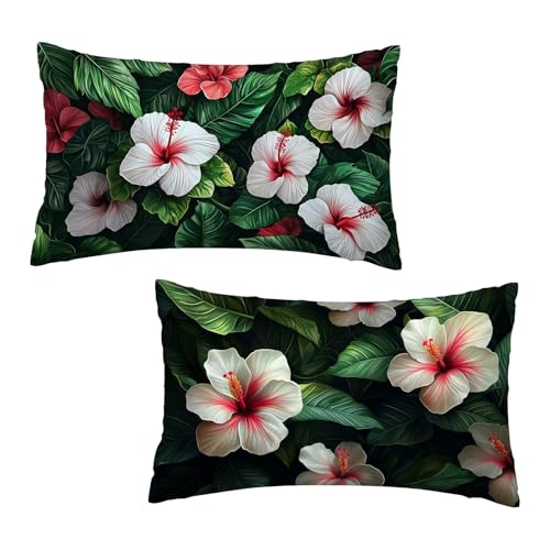 Kissenbezug 40 x 80 cm Blumen Kissenbezüge Anlage 2er Set, Samt Kopfkissenbezug Sofakissen Dekorative Rechteck Kissenhüllen mit Unsichtbarem Reißverschluss Deko Wohnzimmer Geschenke für Frauen D-1 von Jaeixouu