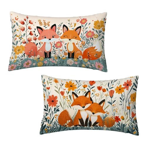Kissenbezug 40 x 80 cm Blumen Kissenbezüge Fuchs 2er Set, Samt Kopfkissenbezug Sofakissen Dekorative Rechteck Kissenhüllen mit Unsichtbarem Reißverschluss Deko Wohnzimmer Geschenke für Frauen Z-5 Kissenbezug 40 x 80 cm Blumen Kissenbezüge Fuchs 2er Set, Samt Kopfkissenbezug Sofakissen Dekorative Rechteck Kissenhüllen mit Unsichtbarem Reißverschluss Deko Wohnzimmer Geschenke für Frauen Z-5 von Jaeixouu