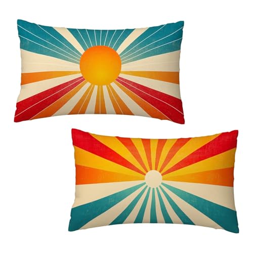 Kissenbezug 40 x 80 cm Gestreift Kissenbezüge Orange 2er Set, Samt Kopfkissenbezug Sofakissen Dekorative Rechteck Kissenhüllen mit Unsichtbarem Reißverschluss Design Deko Geschenke für Frauen T-3 von Jaeixouu