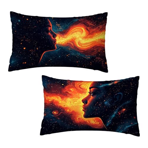 Kissenbezug 40 x 80 cm Hell Kissenbezüge Orange 2er Set, Samt Kopfkissenbezug Sofakissen Dekorative Rechteck Kissenhüllen mit Unsichtbarem Reißverschluss Deko Wohnzimmer Geschenke für Frauen Z-1 von Jaeixouu