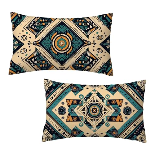 Kissenbezug 40 x 80 cm Retro Kissenbezüge Boho 2er Set, Samt Kopfkissenbezug Sofakissen Dekorative Rechteck Kissenhüllen mit Unsichtbarem Reißverschluss Design Deko Wohnzimmer Geschenke für Frauen T-5 von Jaeixouu