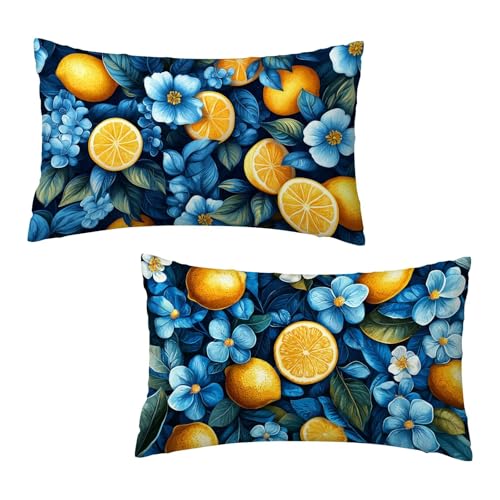Kissenbezug 40 x 80 cm Zitrone Kissenbezüge Blumen 2er Set, Samt Kopfkissenbezug Sofakissen Dekorative Rechteck Kissenhüllen mit Unsichtbarem Reißverschluss Deko Wohnzimmer Geschenke für Frauen I-4 Kissenbezug 40 x 80 cm Zitrone Kissenbezüge Blumen 2er Set, Samt Kopfkissenbezug Sofakissen Dekorative Rechteck Kissenhüllen mit Unsichtbarem Reißverschluss Deko Wohnzimmer Geschenke für Frauen I-4 von Jaeixouu