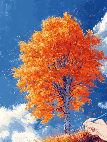 Malen Nach Zahlen Erwachsene Baum Malen Nach Zahlen Kinder ab 10 Herbst Set Basteln Erwachsene DIY Paint by Numbers Adult Acrylfarbe Ölgemälde Bastelset für Geschenke Deko Wohnzimmer 60x80cm H-81 von Jaeixouu