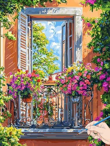 Malen Nach Zahlen Erwachsene Blumen Malen Nach Zahlen Pflanzen DIY Set Ewachsene Paint by Numbers Adult mit Pinseln und Acrylfarbe Handgemalt Ölgemälde Kit für Geschenke für Frauen Deko 50x70cm I-97 von Jaeixouu