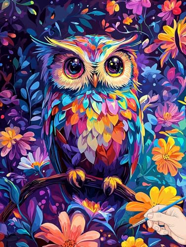 Malen Nach Zahlen Erwachsene Eule Malen Nach Zahlen Kinder ab 10 Blume Set Basteln Erwachsene Paint by Numbers Adult Acrylfarbe Ölgemälde Bastelset Herbstdeko Geschenke Deko Wohnzimmer 60x80cm J-83 von Jaeixouu