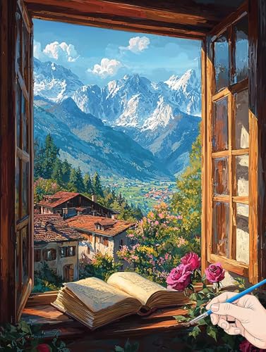 Malen Nach Zahlen Erwachsene Landschaft Malen Nach Zahlen Natur DIY Set Ewachsene Paint by Numbers Adult mit Pinseln und Acrylfarbe Handgemalt Ölgemälde Kit für Geschenke für Frauen Deko 30x40cm D-12 von Jaeixouu