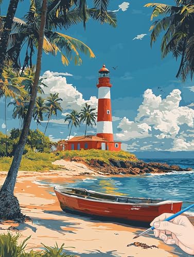 Malen Nach Zahlen Erwachsene Leuchtturm Malen Nach Zahlen Strand DIY Set Ewachsene Paint by Numbers Adult mit Pinseln und Acrylfarbe Handgemalt Ölgemälde Kit für Geschenke für Frauen Deko 50x70cm J-64 Malen Nach Zahlen Erwachsene Leuchtturm Malen Nach Zahlen Strand DIY Set Ewachsene Paint by Numbers Adult mit Pinseln und Acrylfarbe Handgemalt Ölgemälde Kit für Geschenke für Frauen Deko 50x70cm J-64 von Jaeixouu
