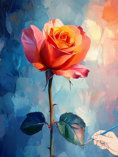 Malen Nach Zahlen Erwachsene Rose Malen Nach Zahlen Kinder ab 10 Blume Set Basteln Erwachsene Paint by Numbers Adult Acrylfarbe Ölgemälde Bastelset Herbstdeko Geschenke Deko Wohnzimmer 50x70cm J-73 von Jaeixouu