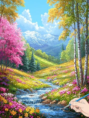 Malen Nach Zahlen Erwachsene Wald Malen Nach Zahlen Pflanzen DIY Set Ewachsene Paint by Numbers Adult mit Pinseln und Acrylfarbe Handgemalt Ölgemälde Kit für Geschenke für Frauen Deko 50x70cm H-22 von Jaeixouu