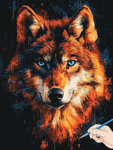 Malen Nach Zahlen Erwachsene Wolf Malen Nach Zahlen Tiere DIY Set Ewachsene Paint by Numbers Adult mit Pinseln und Acrylfarbe Handgemalt Ölgemälde Kit Geschenke für Frauen Halloween Deko 40x50cm A-89 Malen Nach Zahlen Erwachsene Wolf Malen Nach Zahlen Tiere DIY Set Ewachsene Paint by Numbers Adult mit Pinseln und Acrylfarbe Handgemalt Ölgemälde Kit Geschenke für Frauen Halloween Deko 40x50cm A-89 von Jaeixouu