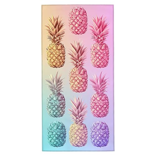 Strandtuch Ananas Strandtuch XXL 100x220 cm Mikrofaser Handtuch Saunahandtuch Schnelltrocknend Badetuch Fitness Handtuch Damen Herren Leicht Weiche Strandhandtuch Sandfrei für Strand Reise Urlaub A-09 von Jaeixouu