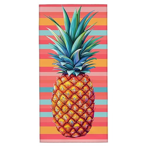 Strandtuch Ananas Strandtuch XXL 90x200 cm Mikrofaser Handtuch Saunahandtuch Schnelltrocknend Badetuch Fitness Handtuch Damen Herren Leicht Weiche Strandhandtuch Sandfrei für Strand Reise Urlaub G-47 von Jaeixouu