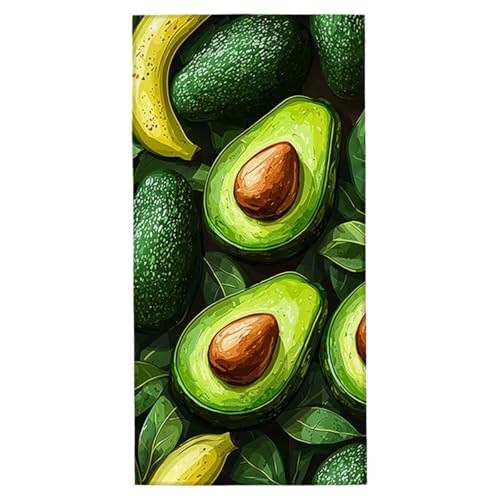Strandtuch Avocado Strandtuch XXL 70x140 cm Mikrofaser Handtuch Saunahandtuch Schnelltrocknend Badetuch Fitness Handtuch Damen Herren Leicht Weiche Strandhandtuch Sandfrei für Strand Reise Urlaub G-53 von Jaeixouu