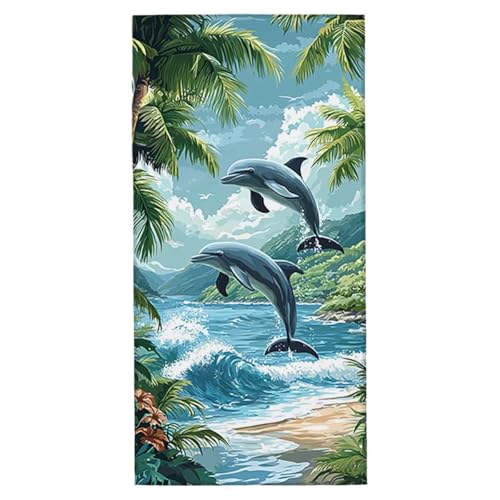 Strandtuch Delphin Strandtuch XXL 70x140 cm Mikrofaser Handtuch Saunahandtuch Schnelltrocknend Badetuch Fitness Handtuch Damen Herren Leicht Weiche Strandhandtuch Sandfrei für Strand Reise Urlaub F-16 Strandtuch Delphin Strandtuch XXL 70x140 cm Mikrofaser Handtuch Saunahandtuch Schnelltrocknend Badetuch Fitness Handtuch Damen Herren Leicht Weiche Strandhandtuch Sandfrei für Strand Reise Urlaub F-16 von Jaeixouu