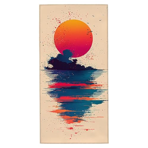 Strandtuch Landschaft Strandtuch XXL 90x180 cm Mikrofaser Handtuch Saunahandtuch Schnelltrocknend Badetuch Fitness Handtuch Damen Herren Leicht Strandhandtuch Sandfrei für Strand Reise Urlaub F-08 von Jaeixouu