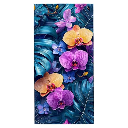 Strandtuch Orchidee Strandtuch XXL 90x180 cm Mikrofaser Handtuch Saunahandtuch Schnelltrocknend Badetuch Fitness Handtuch Damen Herren Leicht Strandhandtuch Sandfrei für Strand Reise Urlaub E-11 von Jaeixouu