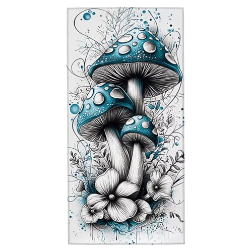 Strandtuch Pilz Strandtuch XXL 80x160 cm Mikrofaser Handtuch Saunahandtuch Schnelltrocknend Badetuch Fitness Handtuch Damen Herren Leicht Weiche Strandhandtuch Sandfrei für Strand Reise Urlaub F-88 von Jaeixouu
