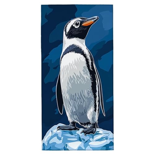 Strandtuch Pinguin Strandtuch XXL 70x140 cm Mikrofaser Handtuch Saunahandtuch Schnelltrocknend Badetuch Fitness Handtuch Damen Herren Leicht Weiche Strandhandtuch Sandfrei für Strand Reise Urlaub A-41 von Jaeixouu