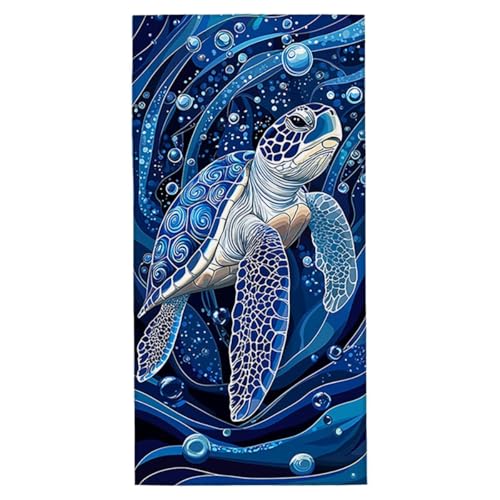 Strandtuch Schildkröte Strandtuch XXL 90x200 cm Mikrofaser Handtuch Saunahandtuch Schnelltrocknend Badetuch Fitness Handtuch Damen Herren Leicht Strandhandtuch Sandfrei für Strand Reise Urlaub E-43 von Jaeixouu