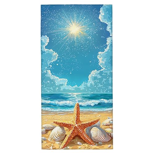 Strandtuch Seestern Strandtuch XXL 60x120 cm Mikrofaser Handtuch Saunahandtuch Schnelltrocknend Badetuch Fitness Handtuch Damen Herren Leicht Strandhandtuch Sandfrei für Strand Reise Urlaub G-57 von Jaeixouu