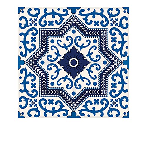 Fliesenaufkleber, blau, wasserdicht, Wandaufkleber, selbstklebend, abnehmbar, Retro, quadratisch, für Küche, Badezimmer, Möbel, Dekoration, 8 cm x 8 cm x 15 Stück von Jaeknxcg