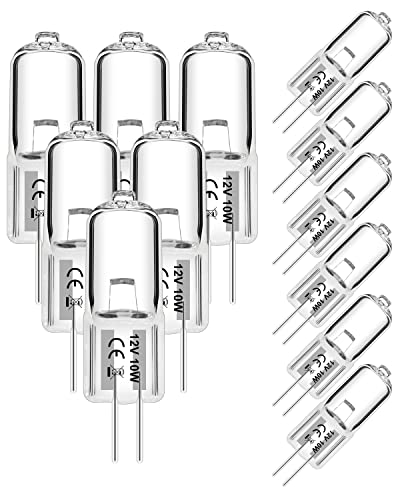 Jaenmsa 12er Pack G4 Halogenglühbirne 10W 12V 2700K 2 Pin klare Kapsellampen für Dunstabzugshauben Küchen Wohnzimmer Schlafzimmer von Jaenmsa