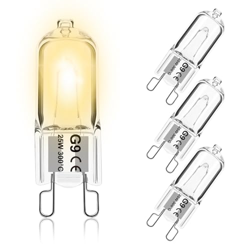 Jaenmsa G9 Backofenlampe 25W 300 Grad & Halogen Dimmbar 230V, bis 300°C Hitzebeständiges 2700K Warmweiß für Neff Bosch Backofen Kühlschrank Mikrowelle Dunstabzugshaube von Jaenmsa