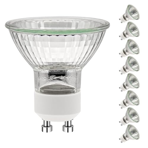 Jaenmsa GU10 50W Glühlampen, Halogen Leuchtmittel GU10 Dimmbar, Halogenlampen GU10 2700K Warmweiß, 230V Halogen 50W Glühbirne, Halogen Reflektor 50x53mm, Halogen Spot Deckenglühbirnen 420LM,8er Pack von Jaenmsa