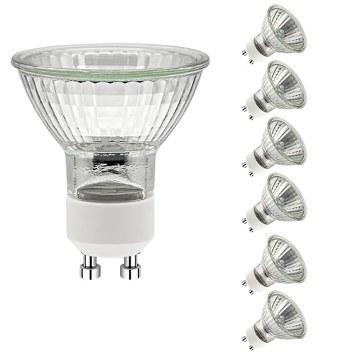 Jaenmsa GU10 50W Glühlampen, Halogen Leuchtmittel GU10 Dimmbar, Halogenlampen GU10 2700K Warmweiß, 230V Halogen 50W Glühbirne, Halogen Reflektor 50x53mm, Halogen Spot Deckenglühbirnen 500LM,6er Pack von Jaenmsa