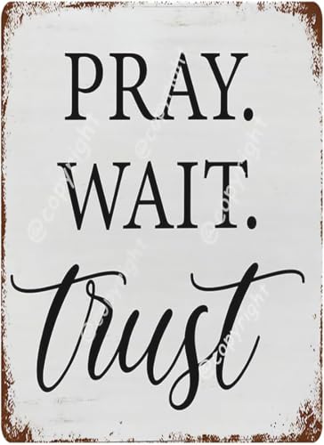 Inspiration Christian Rerto Metall-Blechschild Dekor Pray Wait Trust Vintage Aluminiumschild rustikales Heimbüro Schlafzimmer Wohnzimmer Wanddekoration 14 x 20 cm Inspiration Christian Rerto Metall-Blechschild Dekor Pray Wait Trust Vintage Aluminiumschild rustikales Heimbüro Schlafzimmer Wohnzimmer Wanddekoration 14 x 20 cm von Jaesxxco