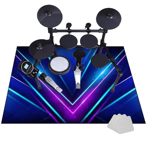 110 x 80 cm Schlagzeugteppich Drum Teppich - Rutschfeste Trommel Teppiche - Professionelles rechteckiges Elektronisches Jazz Schlagzeug Kit für Bass Drum Snare Drum und andere Instrumente Teppich von JaevKwzy