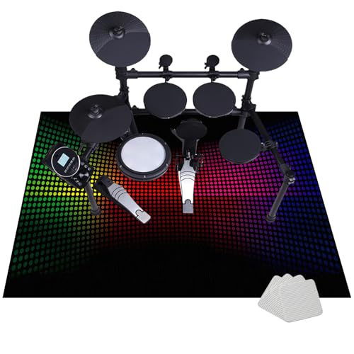 140 x 120 cm Schlagzeugteppich Drum Teppich Rutschfeste - Professionelles Jazz Schlagzeug Kit für Bass Drum Snare Drum und andere Instrumente Teppich - Rechteckiges Elektrisches Schlagzeug Teppich von JaevKwzy