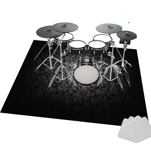 JaevKwzy Professioneller Drum Teppich | Schlagzeug Teppich | Professionelles rechteckiges elektronisches Jazz Schlagzeug Kit | 180 x 140 cm rutschfeste Drum Rug | Schallschutz Trommelmatte von JaevKwzy