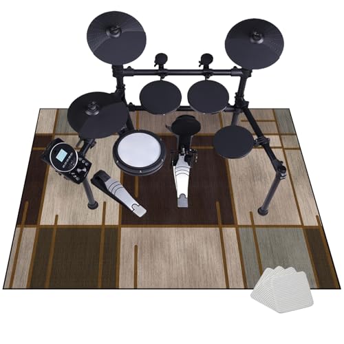 JaevKwzy Schlagzeug Teppich Schallschutzmatte - Drum Teppich Elektrisches Schlagzeug Antivibrationsmatten - rutschfeste Trommel Teppiche - Professioneller Schlagzeugteppich 110 x 80 cm von JaevKwzy