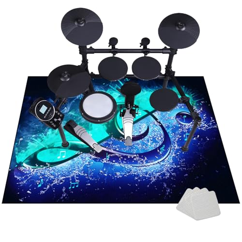 JaevKwzy Schlagzeug Teppich Schallschutzmatte - Drum Teppich Elektrisches Schlagzeug Antivibrationsmatten - rutschfeste Trommel Teppiche - Professioneller Schlagzeugteppich 200 x 180 cm von JaevKwzy
