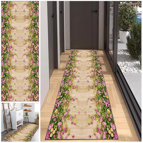 JaevKwzy Teppich Läufer für Küche Flur & Wohnraum 90 x 300 cm Teppichläufer auf Maß Meterware Flurteppich Küchenläufer Wohnzimmer Teppich Eingangsmatte Teppichläufer for Flure Bodenmatte von JaevKwzy