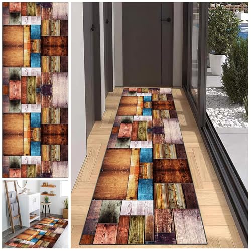 Läufer Teppich Rutschfest Vintage Küchenteppich Waschbar Schmaler Flur Teppich 50 x 180 cm Küchenläufer Bodenteppich für Eingangsbereich Wohnzimmer von JaevKwzy