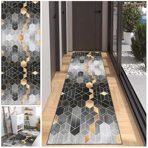 Langer Flur Teppich Läufer Teppich Läufer Flur rutschfest Waschbar Küchen Teppiche 50 x 180 cm Küchenteppich Flurläufer Flurteppich Läufer Lang Teppich Läufer für Flur Küche Wohnzimmer Schlafzimmer von JaevKwzy