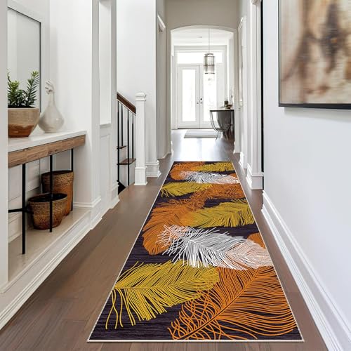 Teppich Läufer Flur Küche rutschfest Waschbar Teppichläufer Flur Küchen Teppiche Läufer Küchenteppich Fußmatte Lang Flurteppich Läufer für Eingang Flur Küche Schlafzimmer Wohnzimmer 110 x 350 cm von JaevKwzy