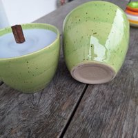 Kerzenschale Mit Dauerdocht, Zum Kerzenwachs-Reste Recyclen, Peridot-Grün Kerzenschale Mit Dauerdocht, Zum Kerzenwachs-Reste Recyclen, Peridot-Grün von Jagdhauskeramik