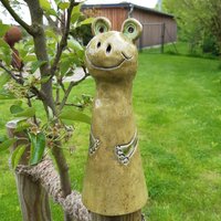 Zaunhocker - Pfostenhocker, "Frosch", Gartenkeramik, Gartendekoration von Jagdhauskeramik