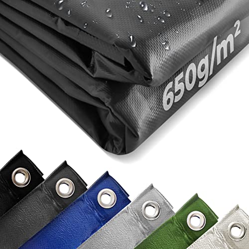 Jago® Abdeckplane - 650 g/m², Wasserdicht & Reißfest, Aluminiumösen, Anthrazit, 2 x 3 m, Beidseitig Beschichtet - Schutzplane, LKW Plane, Gewebeplane, Regenplane von Jago