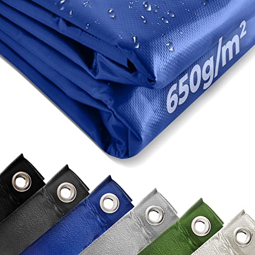 Jago® Abdeckplane - 650 g/m², Wasserdicht & Reißfest, Aluminiumösen, Blau, 2 x 3 m, Beidseitig Beschichtet - Schutzplane, LKW Plane Gewebeplane, Regenplane von Jago