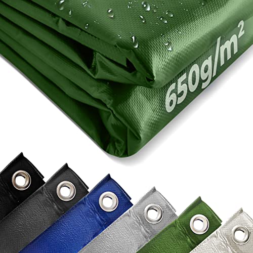 Jago® Abdeckplane - 650 g/m², Wasserdicht & Reißfest, Aluminiumösen, Grün, 2 x 3, Beidseitig Beschichtet - Schutzplane, LKW Plane Gewebeplane, Regenplane von Jago